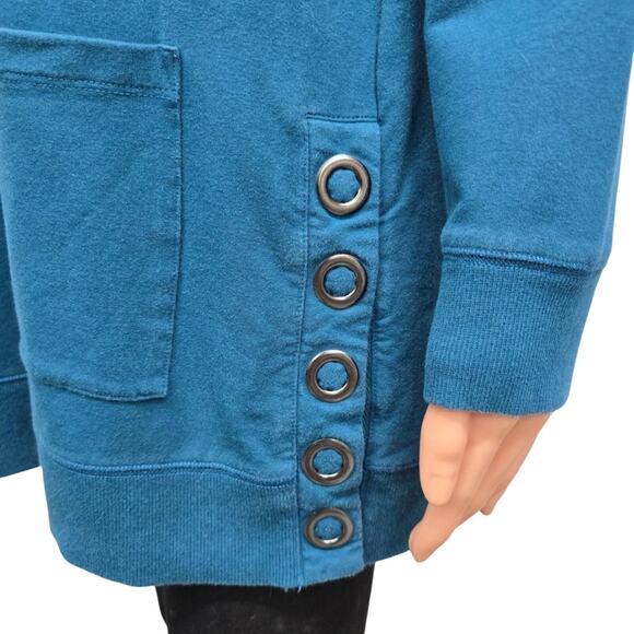 Soft Surroundings Make It Snappy Pullover Sweatshirt Sweater Oversized S Teal - Picture 7 of 12